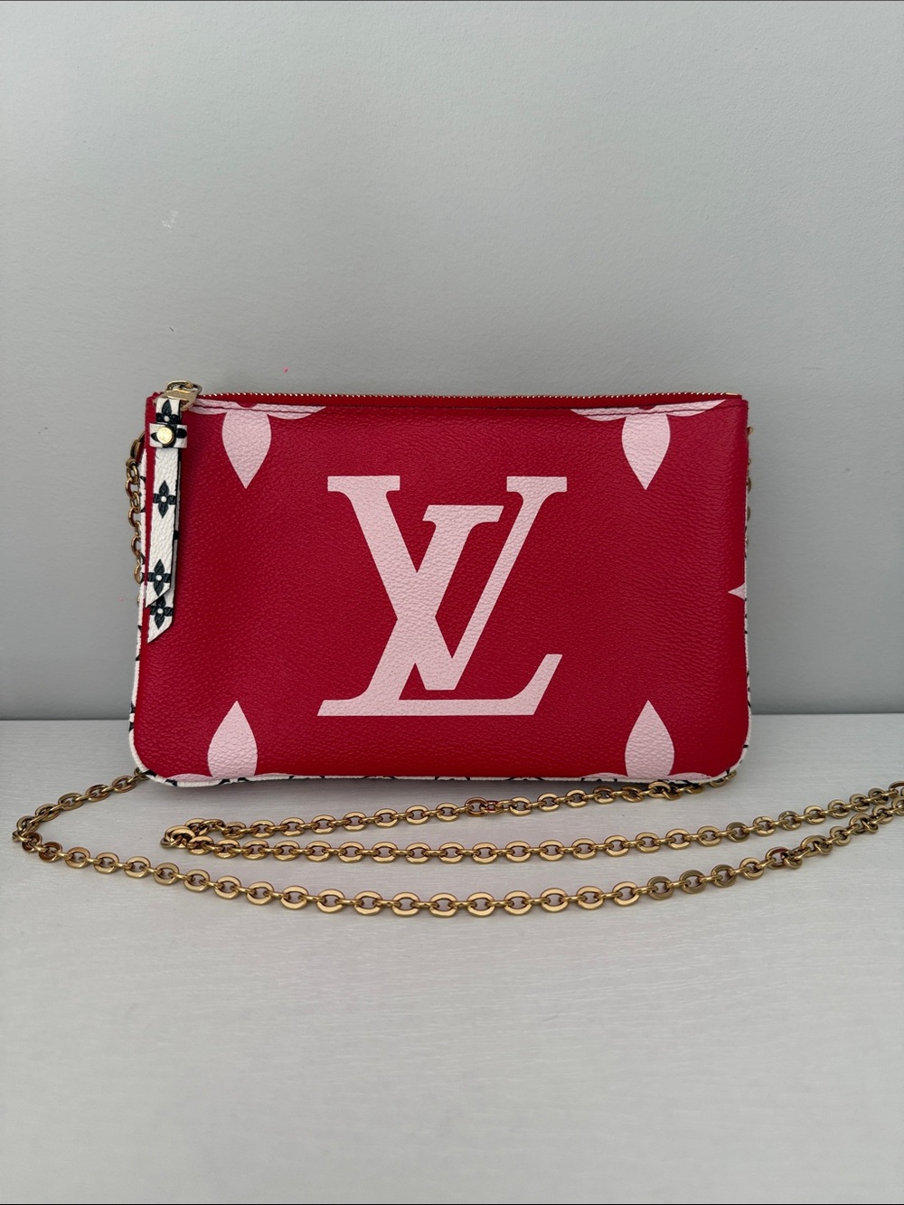 Vintage Louis Vuitton Giant Monogram RedPink Double Zip Pochette LIMITED EDITION